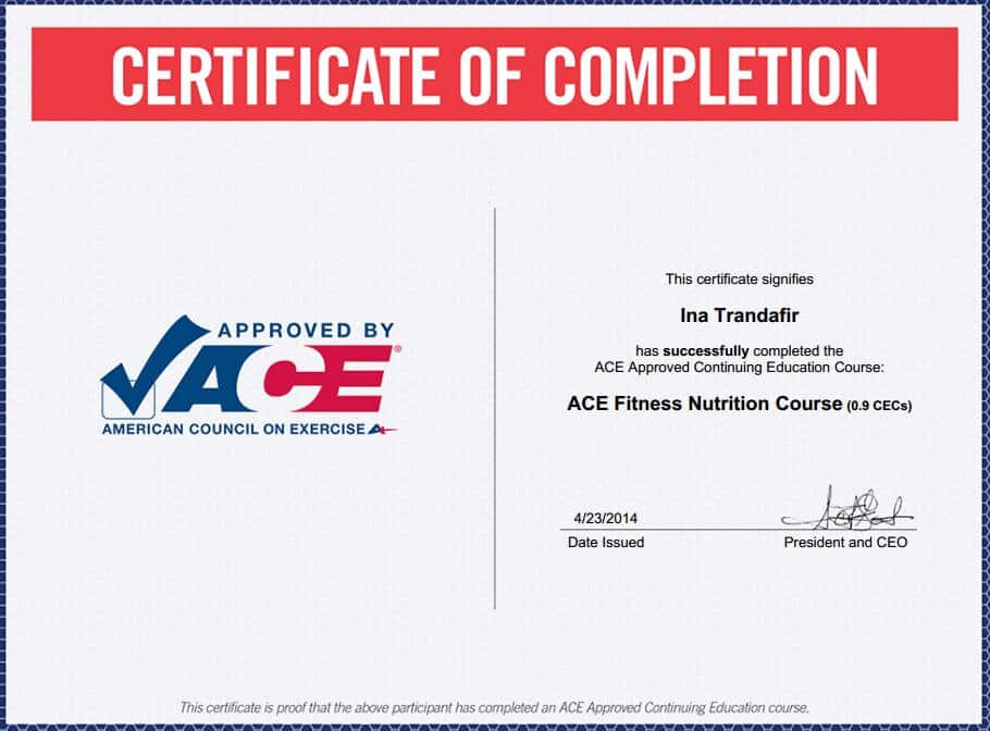 Ina Trandafir - Antrenor Certificat ACE